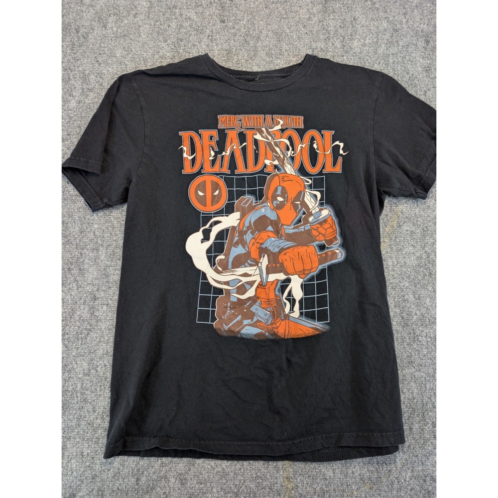 Marvel Studios Deadpool Cotton Black Graphic T-Shirt Tee Mens Medium Superhero